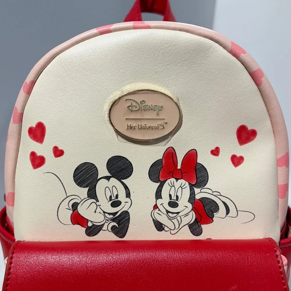 Disney Her Universe Mickey Minnie Mouse Valentine Heart Mini Backpack